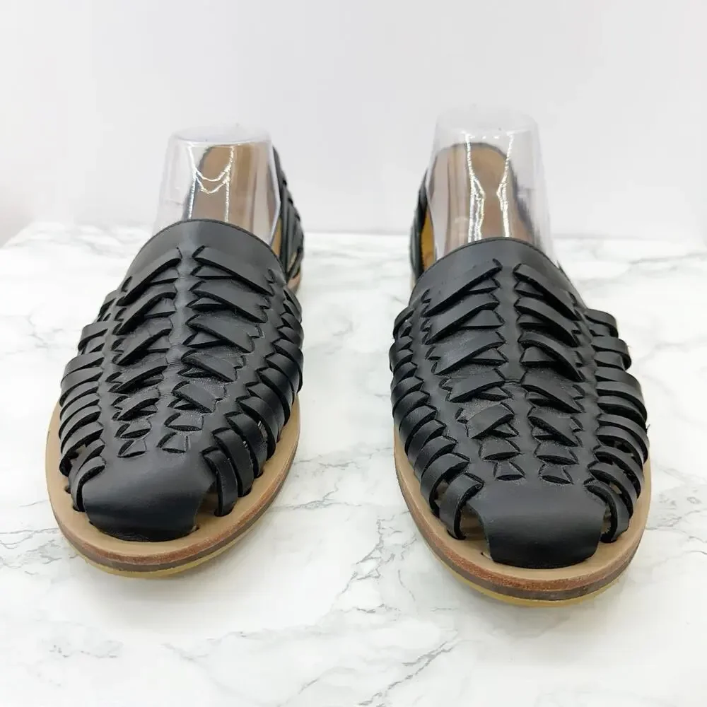 Nisolo Men’s 9.5 Huarache Sandal Black Leather‎ Water Resistant Sandals